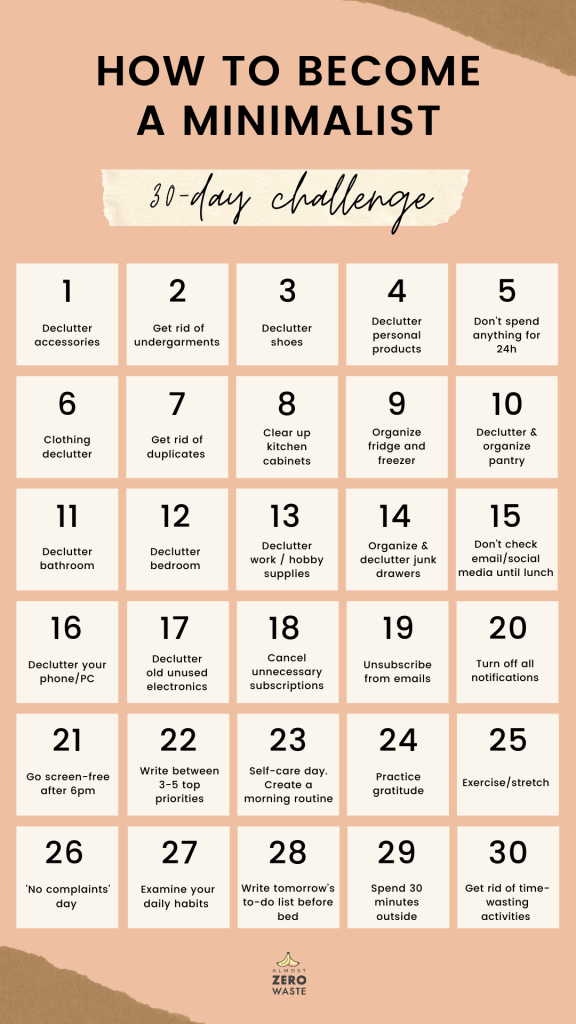 How To Become A Minimalist In 30 Days: 30 Day Challenge - Almost Zero Waste